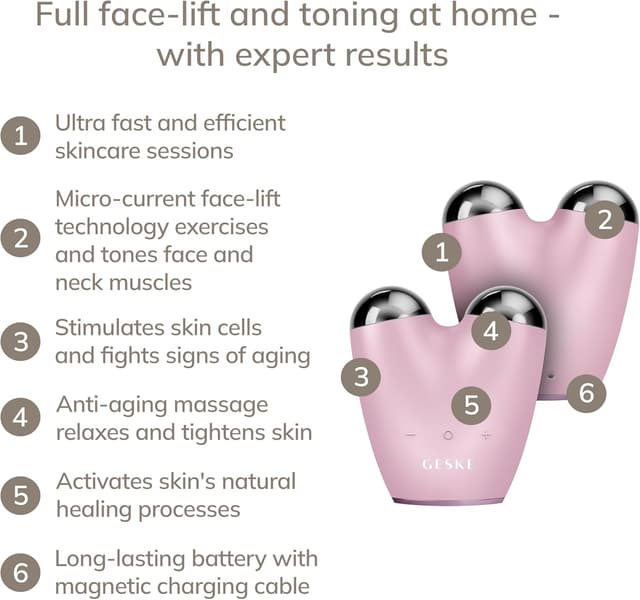 Detalle de GESKE SmartAppGuided™ MicroCurrent Face Lifter 6 en 1 – appareil de lifting visage anti-âge