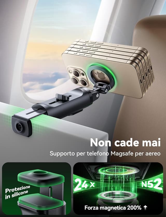 Detalle de JOYROOM MagSafe treppiede per smartphone all-in-1 con selfie stick, 360° e telecomando Bluetooth