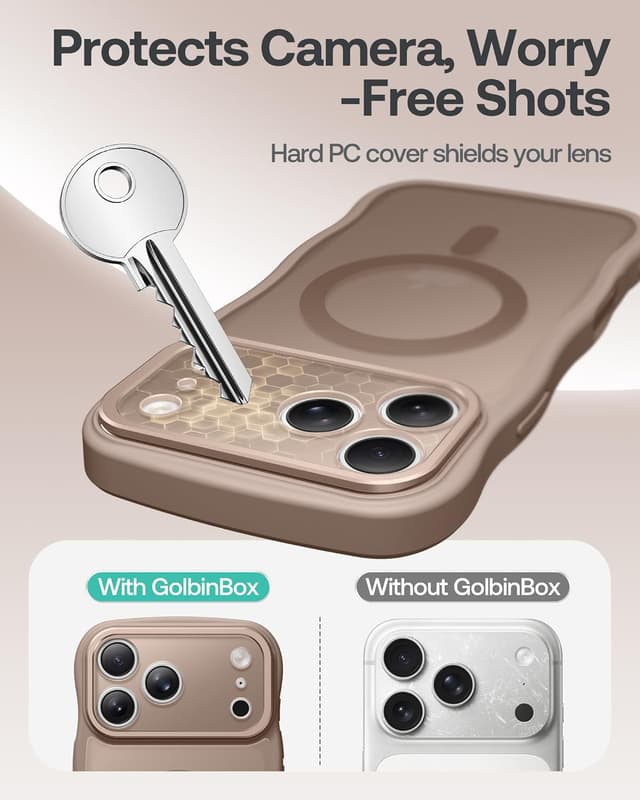 Thumbnail 6 de GolbinBox iPhone 17 Pro Max Case (6.9") with Stash Stand, MagSafe Compatible, Full Camera Protection, Brown