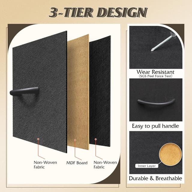 Thumbnail 5 de WLIVE Fabric Dresser 5-Drawer 47.5" Tall