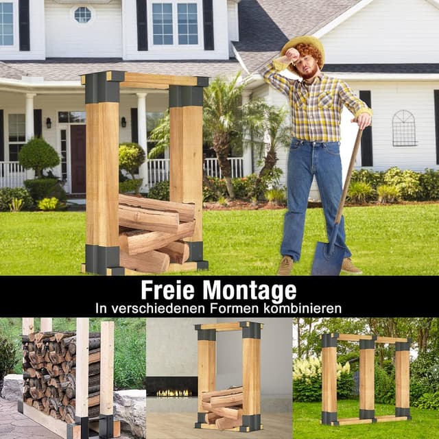 Thumbnail 3 de YRHome Holzstapelhilfe Feuerverzinkt 8 Stück