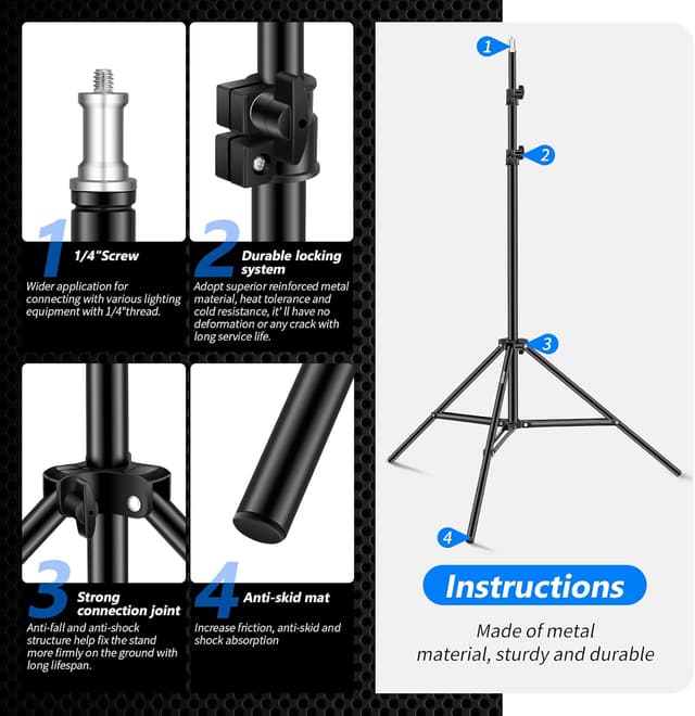Thumbnail 6 de NEEWER Collapsible Metal Photography Light Stand (6.2ft/1.9m) with Inner Spring Cushion