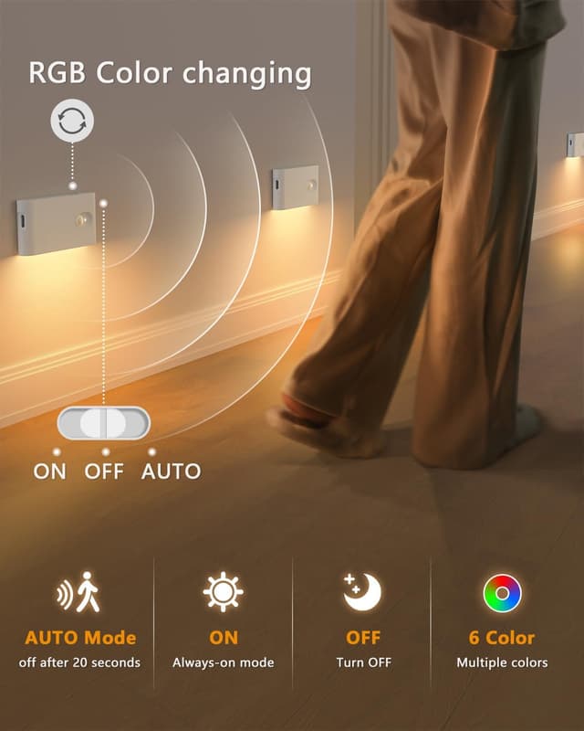 Detalle 2 de WILLED Nachtlicht Bewegungsmelder RGB & Warmweiß