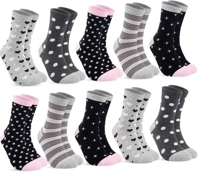 Detalle de Blu Ninfee 10 Paar Socken Damen (39-42/35-38) aus Baumwolle – lange Ringelsocken mit bunten Streifen