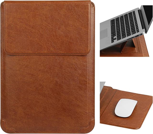 Detalle de HoYiXi 13,3 Zoll Laptophülle mit Standfunktion (Braun) – Schutzcover für 13–13,6" Geräte