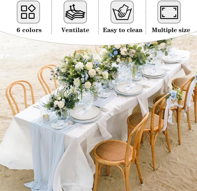 Detalle de Fitable White Tablecloths for Rectangle Tables (6-Pack, 70 x 120 Inches) — Reusable Polyester Covers