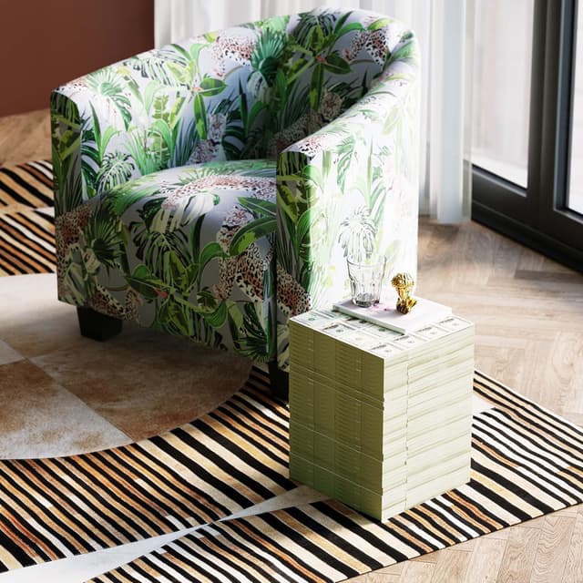 Detalle 2 de Kare Design sgabello Dollar verde scuro/beige, dipinto a mano per interni