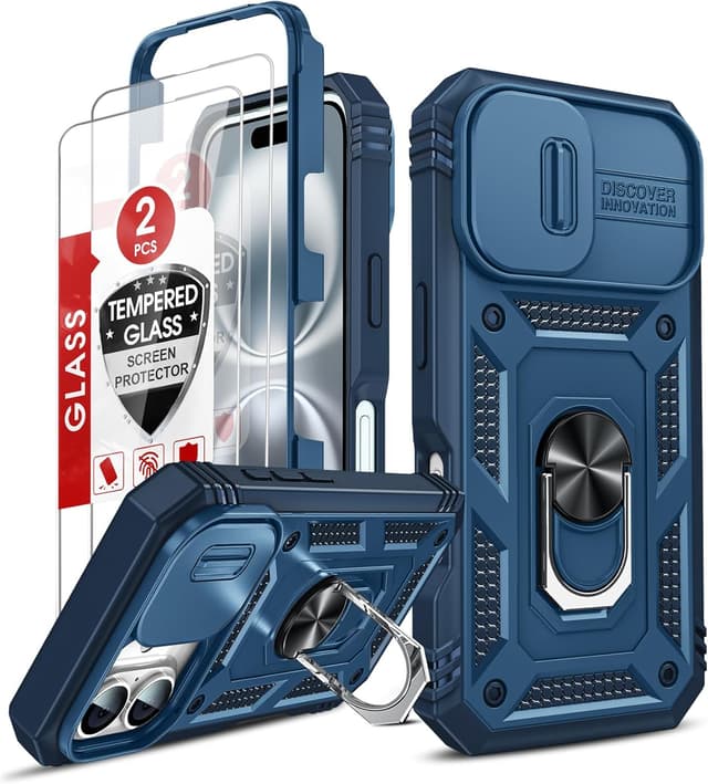 Detalle de iPhone 16 shockproof case, 2-pack glass