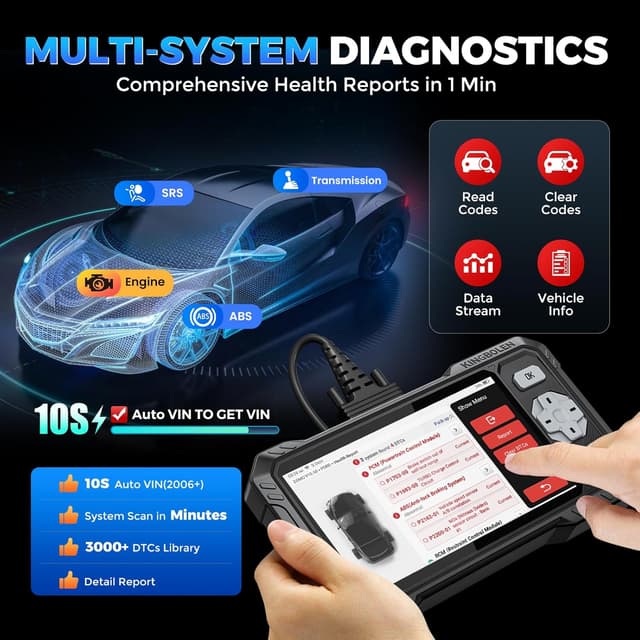 Detalle de KINGBOLEN OBD2 Scanner S608 (S608) — Bidirectional Scan Tool for ABS/SRS/Transmission/Engine with Hot Resets & Lifetime Updates