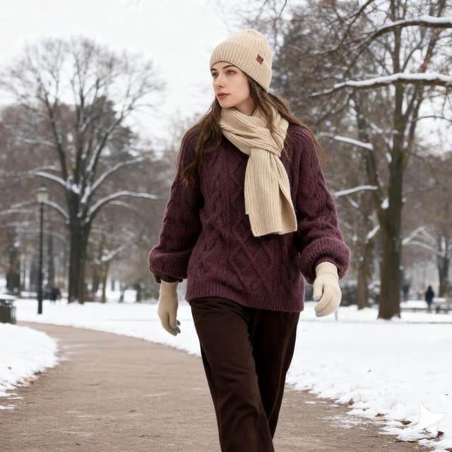 Thumbnail 5 de Fayscingo 3 Pieces Women Hat Scarf and Gloves Set