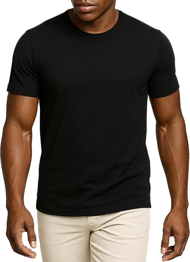 Detalle de Leif Nelson LN920 : t-shirt d’été homme à col rond en coton, coupe slim moderne
