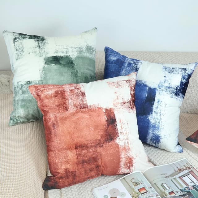 Detalle de OYIMUA Deko-Kissenbezug 50x50 im 2er-Set aus Samt (Quadrat) – mit verdecktem Reißverschluss