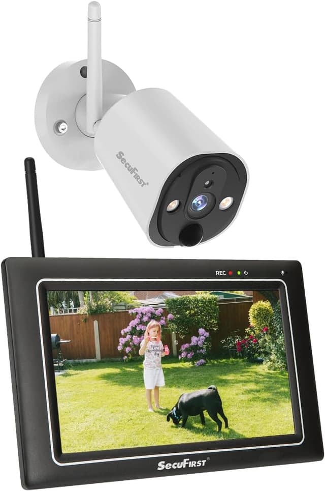 Detalle de SecuFirst Kit Telecamere Videosorveglianza Esterno con monitor touch screen da 7” e 2K wireless, 64 GB