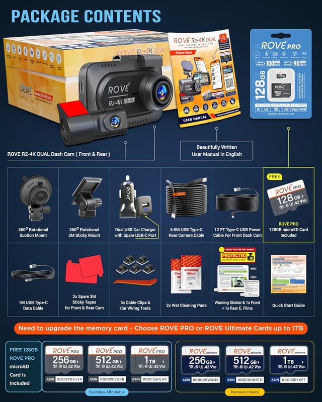 Thumbnail 5 de ROVE R2-4K Dual Dash Cam 128GB