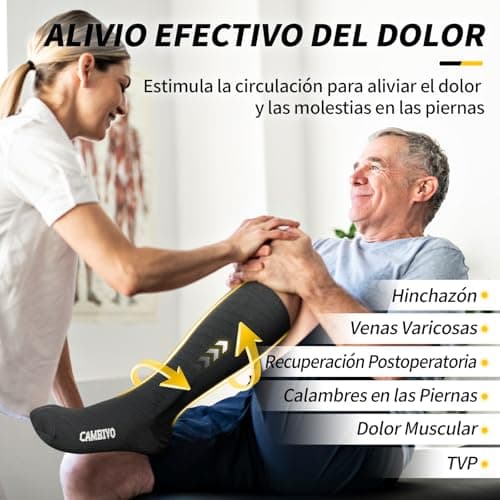 Detalle de CAMBIVO medias de compresión 20-30 mmHg (3 pares) para mujer y hombre: pensadas para deporte, varices y viajes