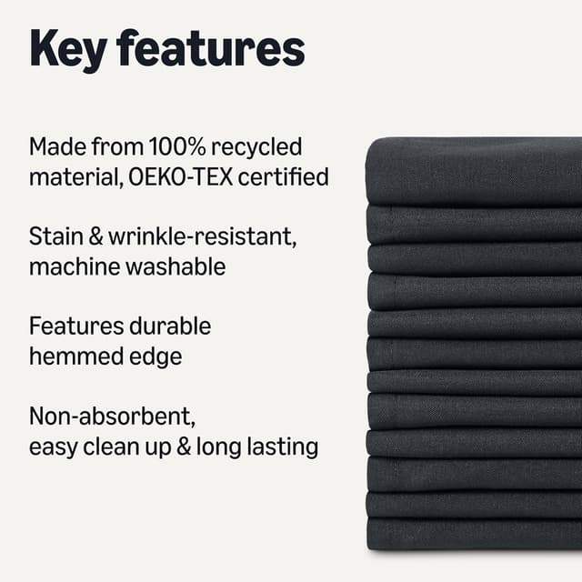 Detalle 2 de Amazon Basics Reusable Cloth Napkins 43x43 cm Black