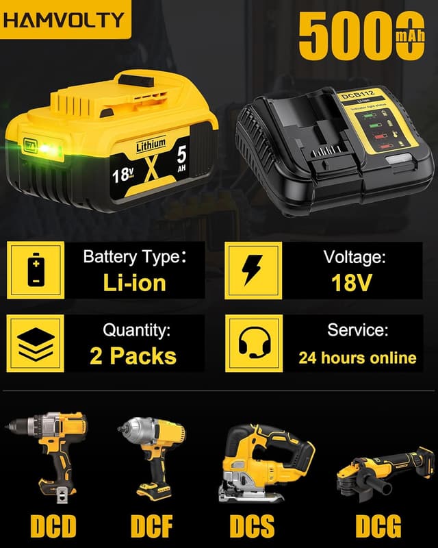 Thumbnail 1 de 18V 5.0Ah DCB182 battery replacement