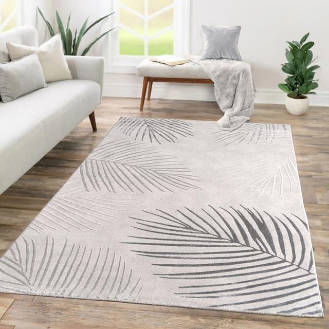 Thumbnail 6 de TT Home tapis à poil court pour chambre ou salon motif géométrique 3D gris beige 240x340 cm