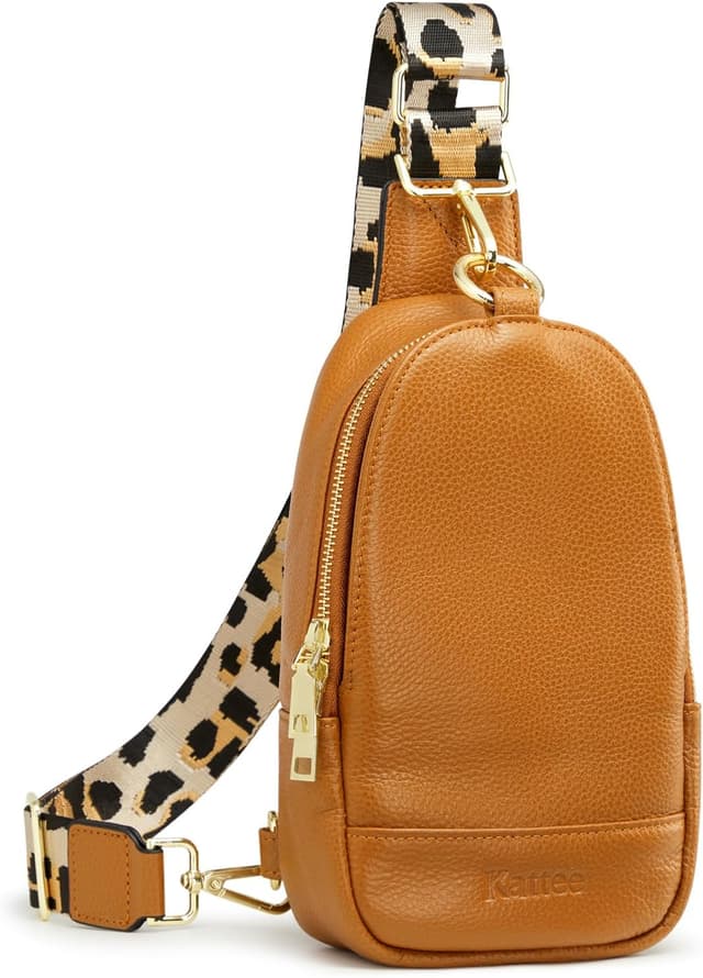 Detalle de Kattee borsa a tracolla da donna in vera pelle da viaggio con blocco RFID