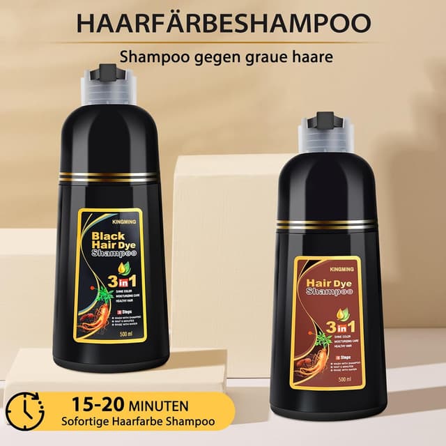 Detalle 2 de Black Hair Dye Shampoo 3‑in‑1 Schwarz 500 ml