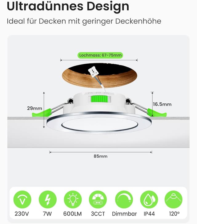 Thumbnail 1 de ALUSSO LED Einbaustrahler 7W Ultra Flach 12er Set