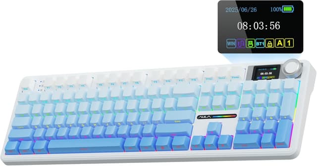 Detalle de AULA F108 Pro Wireless Gaming Keyboard (Full Size) with TFT Display, Knob, RGB & Hot-Swappable Switches