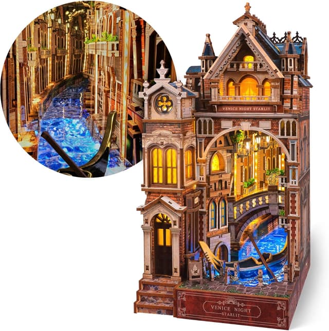 Thumbnail 6 de FUNPOLA Sakura Train Book Nook Kit – LED 3D Holzpuzzle mit Infinity-Spiegel (DIY-Bücherregal-Deko)