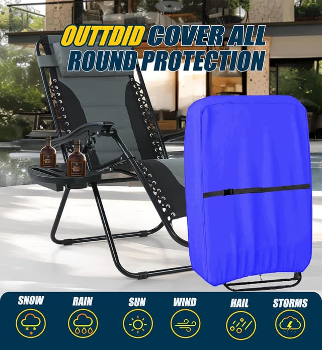 Detalle de Housse de protection pour chaise longue pliante OUTTDID (600D Oxford, anti-UV, imperméable) – 2 pièces