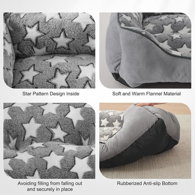 Detalle 2 de MIXJOY Dog Bed Medium (63 x 53 x 21 cm) – Washable cosy pet bed with anti-slip base