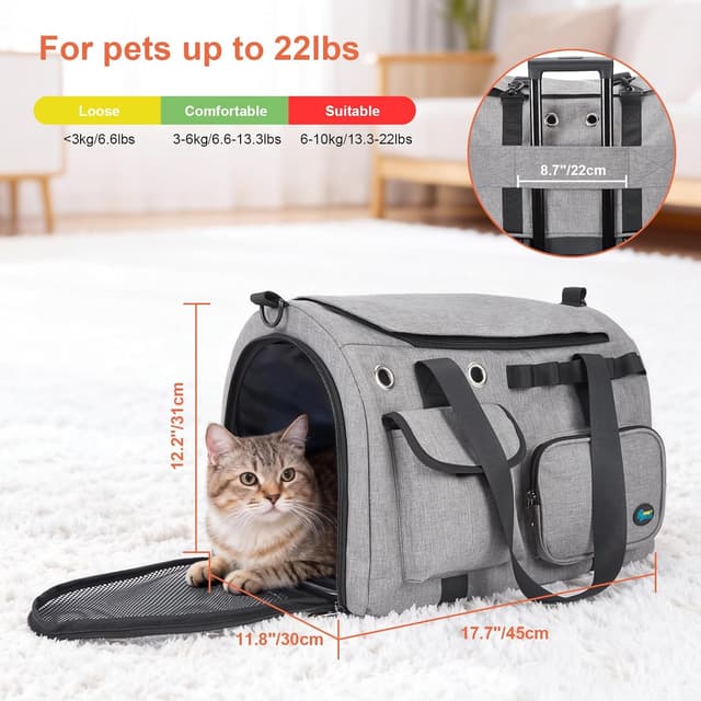 Detalle de Ownpets Large Cat Carrier for 2 Cats & Small Dogs (45x30x31cm) with Metal Frame