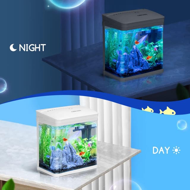 Thumbnail 6 de Nobleza Nano acquario da 7 litri in vetro e plastica con LED e filtro interno incluso (bianco)
