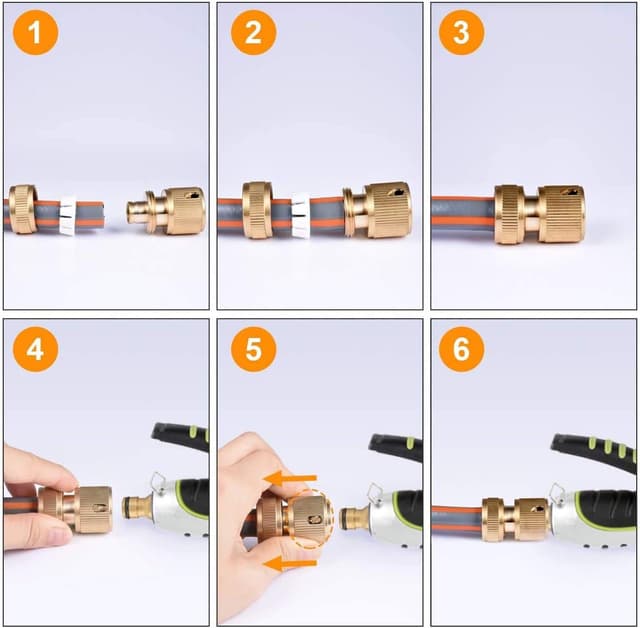 Detalle de Hydrogarden 2pc Brass Hose Connector Hose End Quick Connect (1/2in DN15)