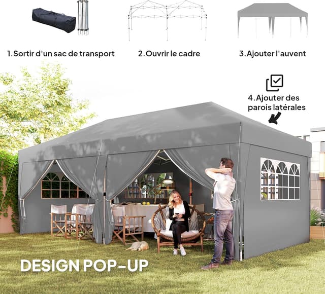 Detalle 1 de Outsunny Tonnelle Jardin Pop-up 3x6 m