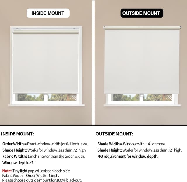 Detalle de Sunoff Cordless Blackout Roller Shades (Thermal Insulated), Beige 33.5" W x 72" H