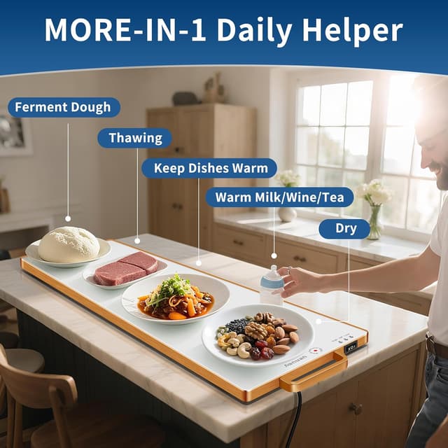 Detalle de Warming Trays for Buffets Party (31.5"x11.8") with Thermostat – Electric Food Warming Mat for Countertop