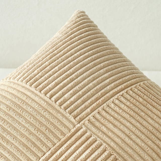 Detalle de MIULEE 2er Set Kissenbezug 40x40 cm Cremegelb aus Kord (Kissenhülle ohne Füllung)