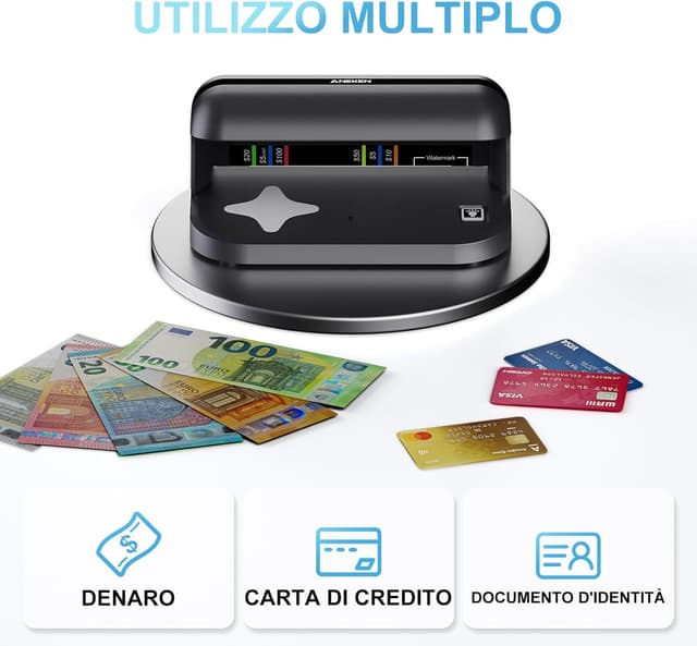 Detalle 2 de Aneken AL-17 rilevatore banconote false con doppia luce UV LED (1800 lumen)