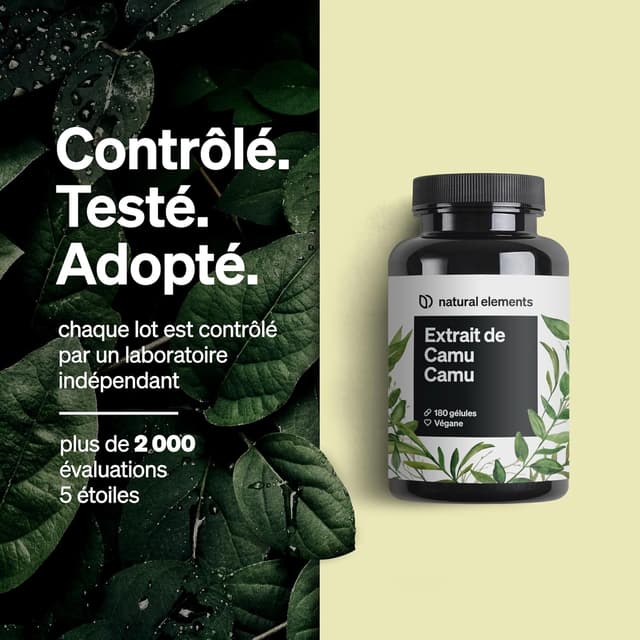 Detalle de Gélules d’extrait de camu camu – vitamine C – 180 gélules véganes (500 mg par gélule)