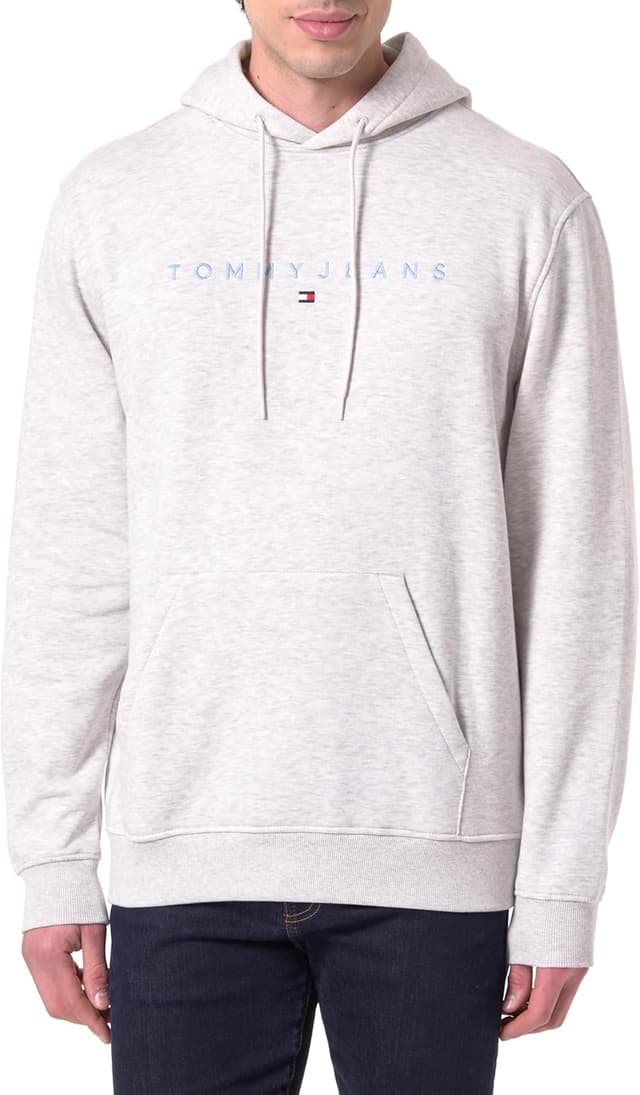 Detalle de Tommy Jeans Uomo felpa Linear Logo con cappuccio