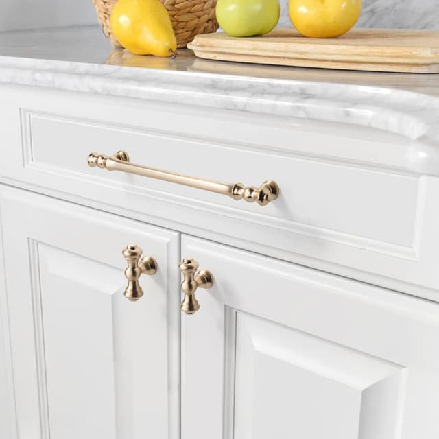 Detalle de Amerdeco set da 10 maniglie per mobili da cucina Foro 192 mm in ottone spazzolato (lega di zinco) con viti UK0017