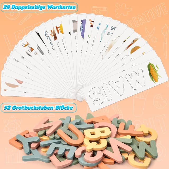 Detalle de Haozozo Buchstaben Lernen 52 Holzblöcke