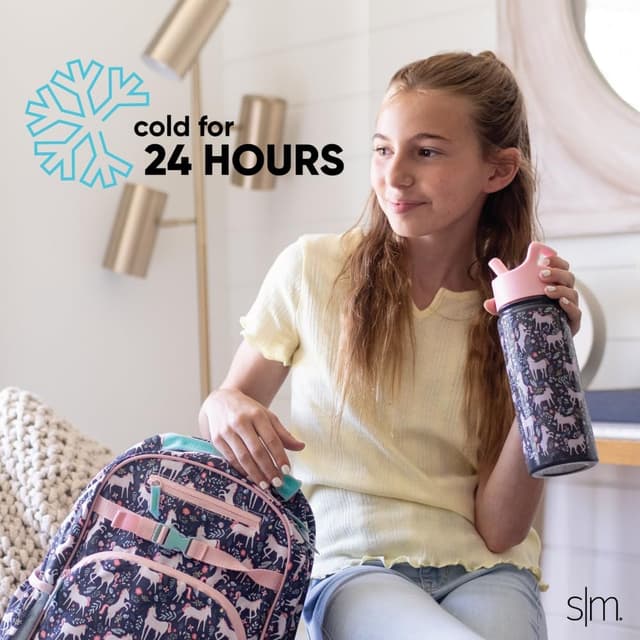 Detalle de Borraccia Simple Modern Summit con cannuccia per bambini, acciaio inox isolato doppia parete, 530 ml (Wheels Up)