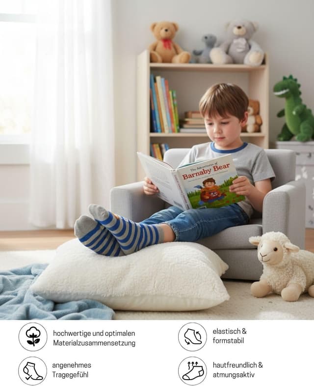 Detalle 2 de 10 Paar Kinder Socken für Jungen & Mädchen aus Baumwolle – strapazierfähige Kindersocken für Alltag, Sport und Spiel
