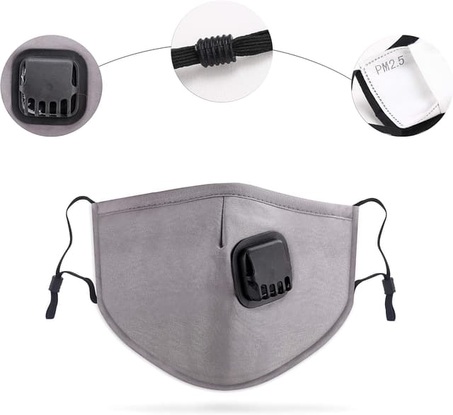 Detalle 2 de DualVertex Face Masks – breathable reusable cotton mask with valve and replaceable filters