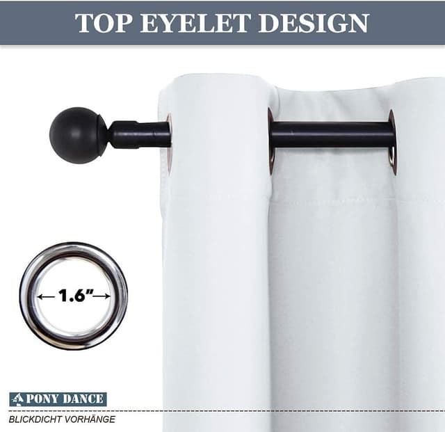 Thumbnail 6 de PONY DANCE Thermo Vorhang Verdunkelung Grau Weiß 158x132