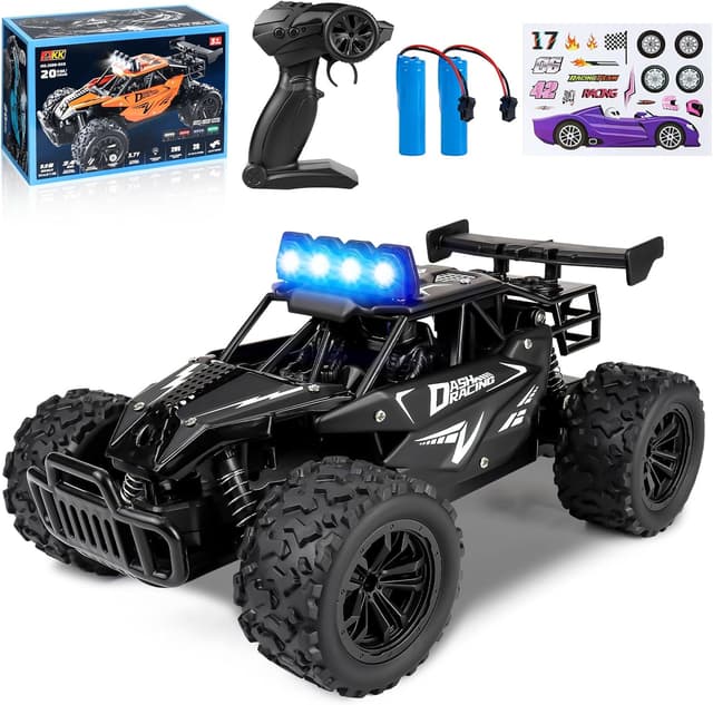 Detalle de Joellfuner Monster Truck 1:16 radiocomandato 2,4 GHz con luci LED (nero) – fino a 20 km/h, per bambini 3+