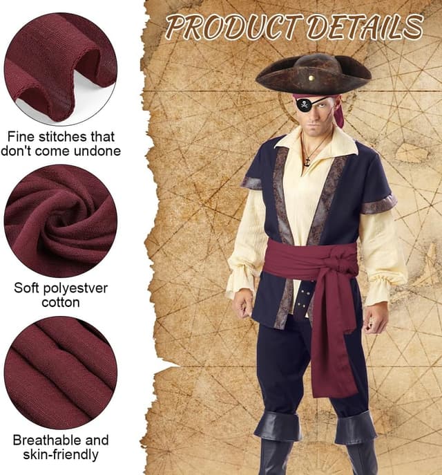 Thumbnail 2 de Alaoo Accesorios Disfraz Capitán Pirata 7 piezas