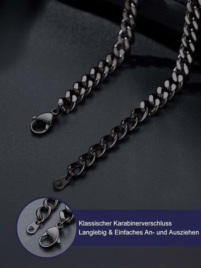 Detalle de Bandmax Herren-Kette aus 316L Edelstahl mit Dornen-Panzeroptik (Kubaner/Kubanische Kette) – 9 mm breit