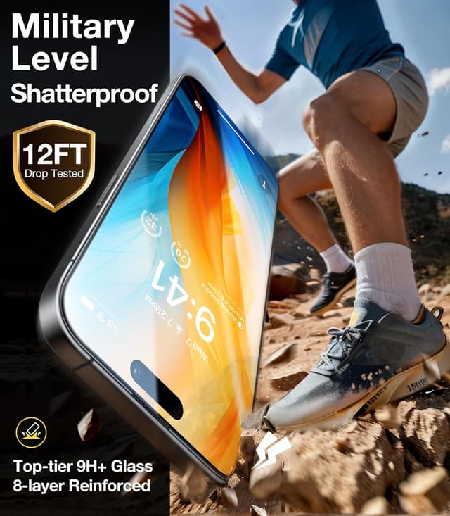 Detalle de TORRAS iPhone 16 Plus 2-pack tempered glass screen protector