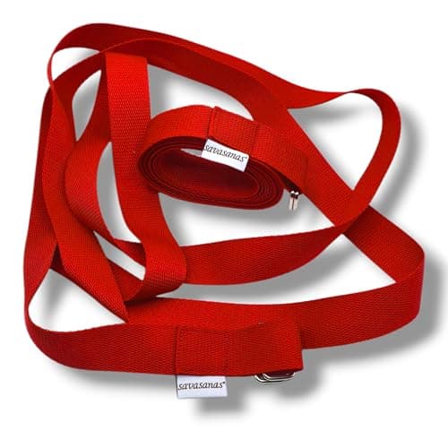 Detalle 2 de savasanas cinturón de yoga y pilates de algodón reciclado con doble cierre metálico (244 x 3,2 cm)